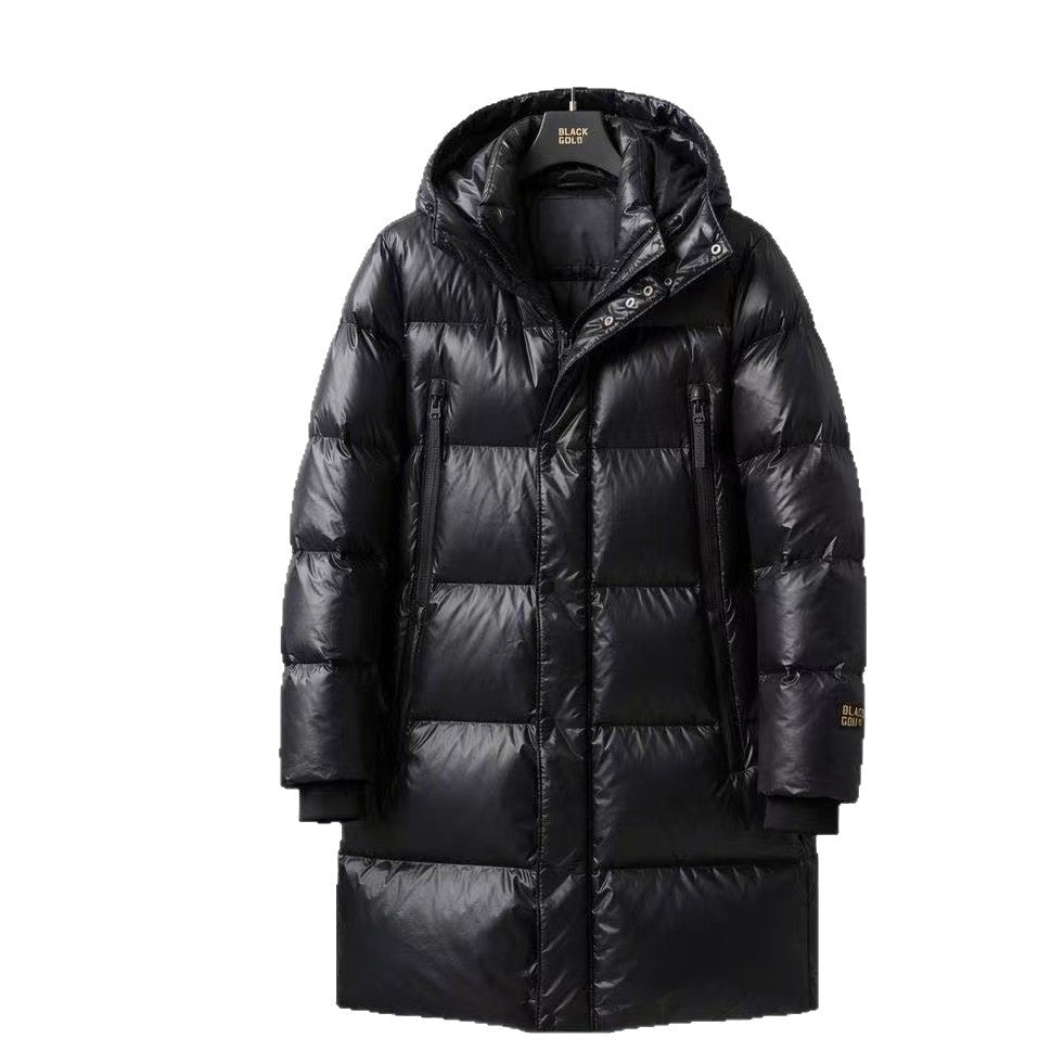 Mittellange Daunenjacke für Damen, gefüttert mit weißer Entendaune