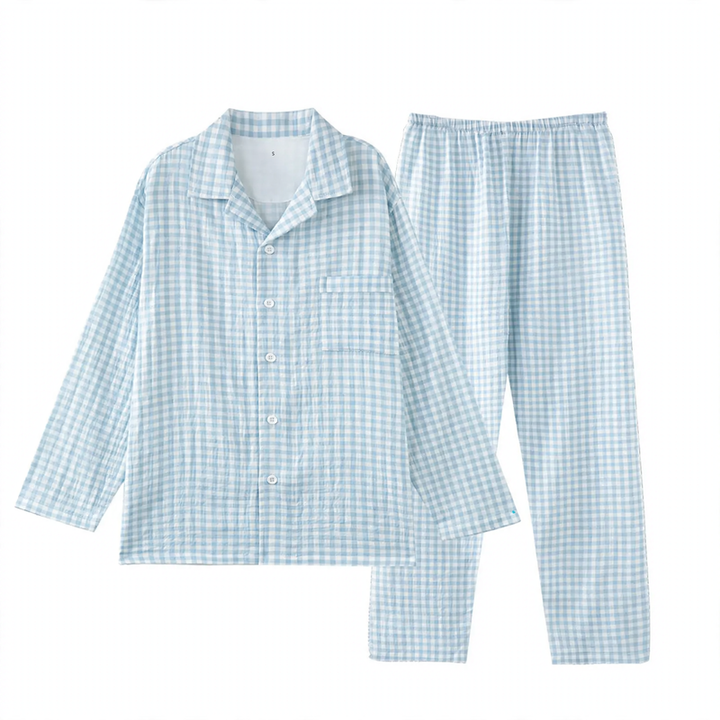 Baumwoll-Pyjama-Set aus Doppelgaze, langärmelig