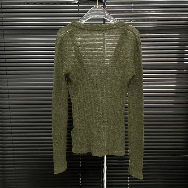 Leichter V-Ausschnitt Langarm-Strickpullover