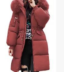 Gefütterte Damen-Winterjacke, mittellang, mit Fellkragen