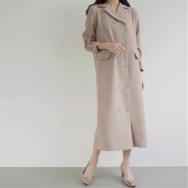 Damen Langer Dustercoat mit plissiertem Rückenpanel und kastiger Silhouette Drune
