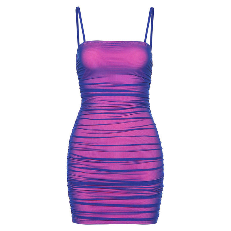 Damen Sommerliches Mini-Kleid mit raffinierten Rüschendetails und Spaghettiträgern Drune