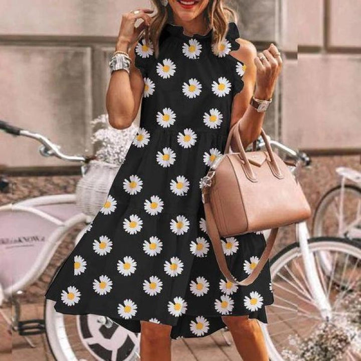Damen Kleid mit Blumendruck und Rüschen Drune