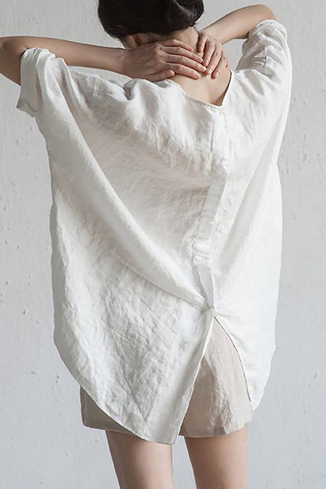 Drune | stilvolle Strickjacke aus japanischer Leinen - Halbärmel und runder Ausschnitt