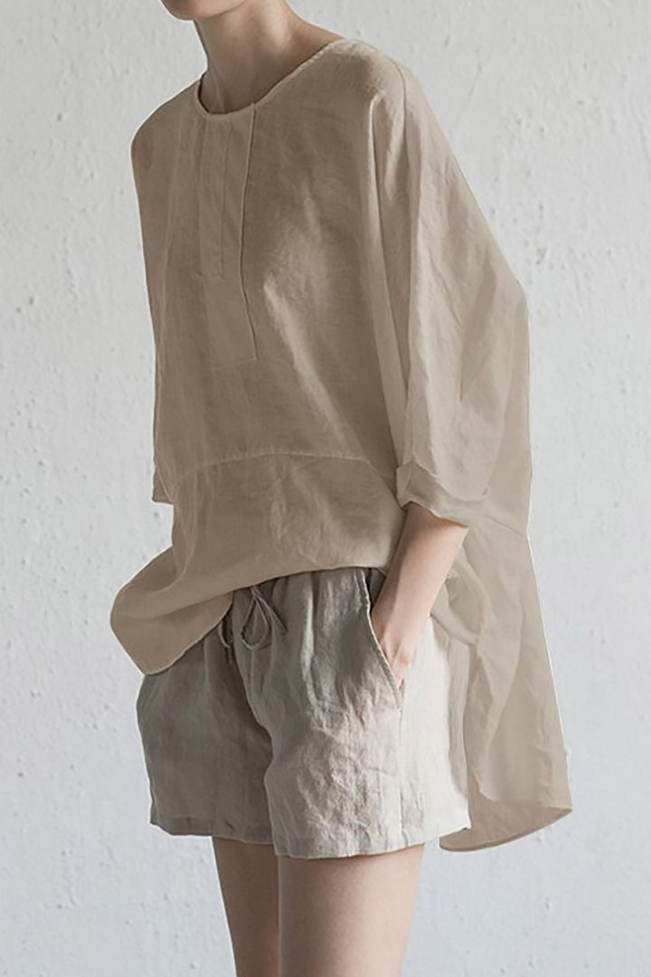 Drune | stilvolle Strickjacke aus japanischer Leinen - Halbärmel und runder Ausschnitt