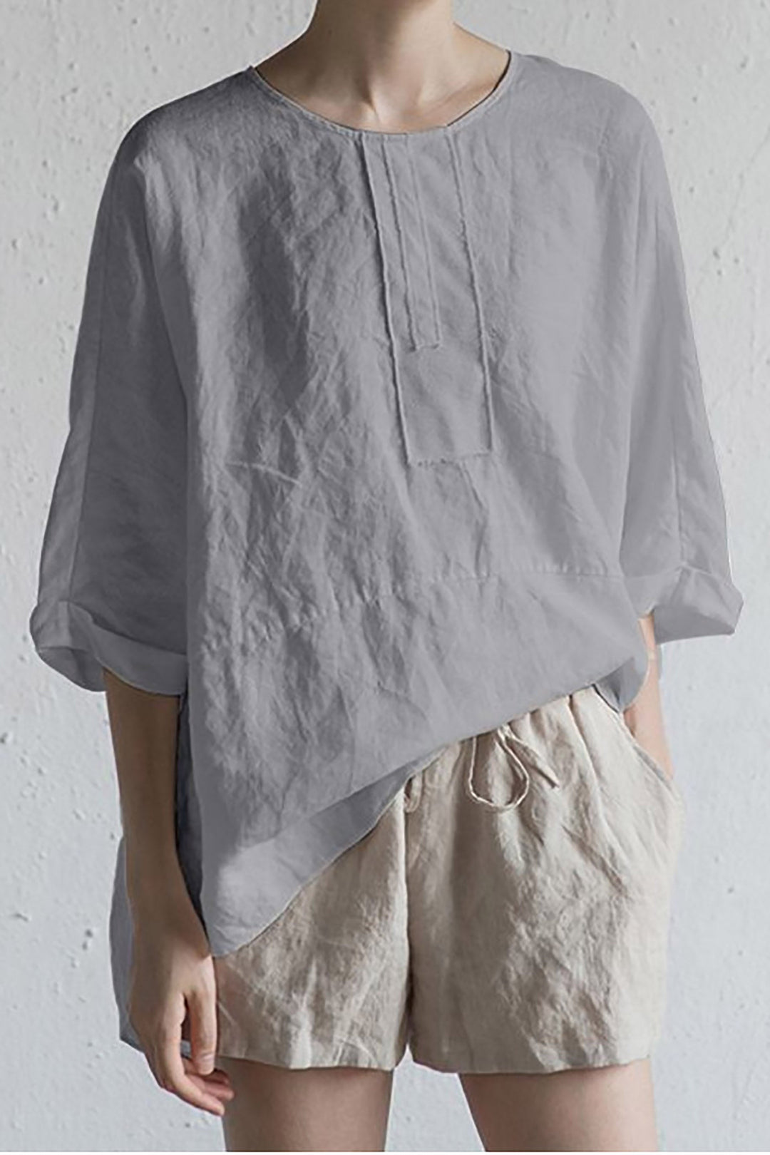 Drune | stilvolle Strickjacke aus japanischer Leinen - Halbärmel und runder Ausschnitt