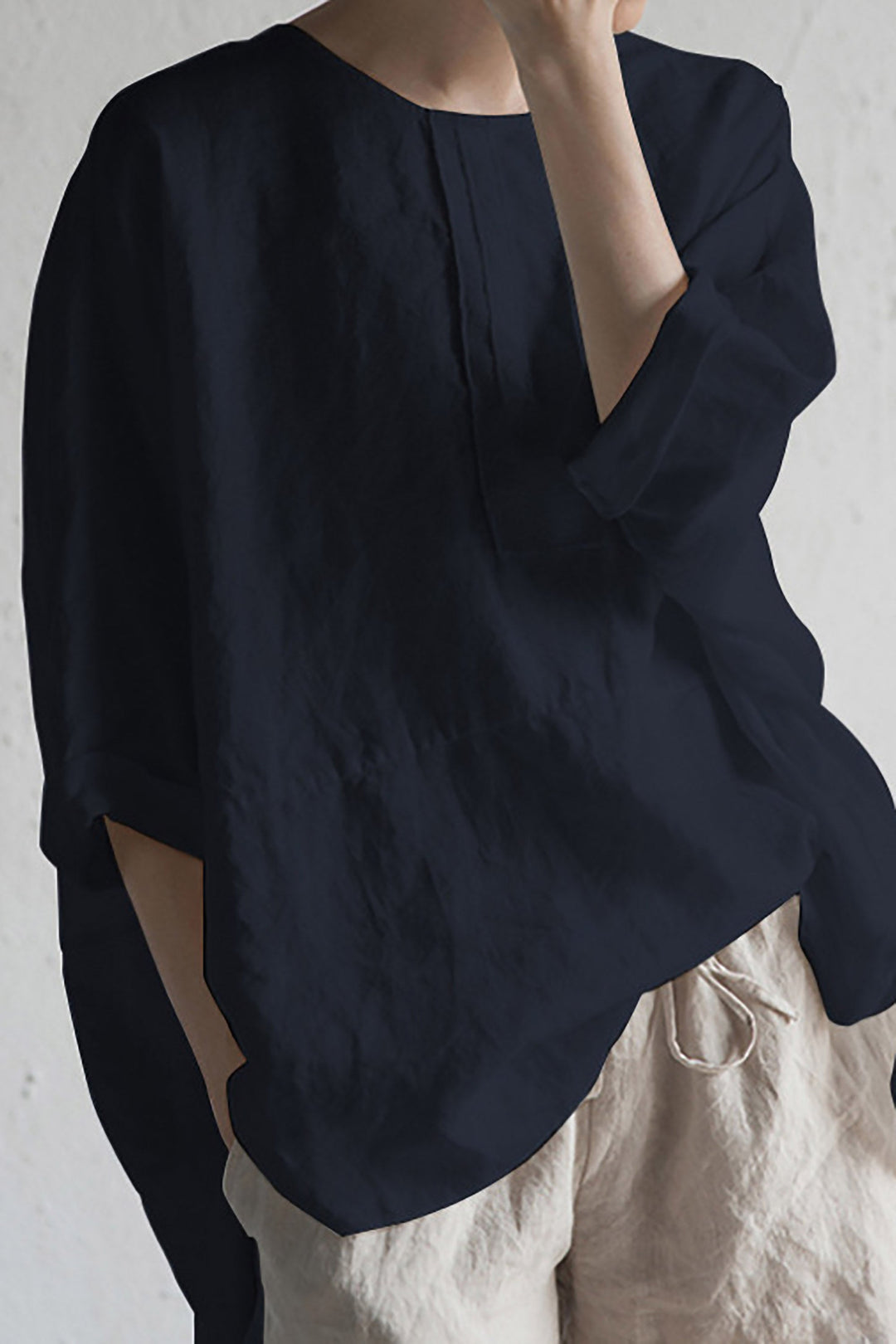 Drune | stilvolle Strickjacke aus japanischer Leinen - Halbärmel und runder Ausschnitt