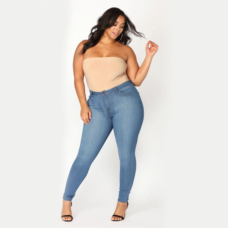 Damen High-Waist-Stretch-Skinny-Jeans für Curvy-Figuren Drune