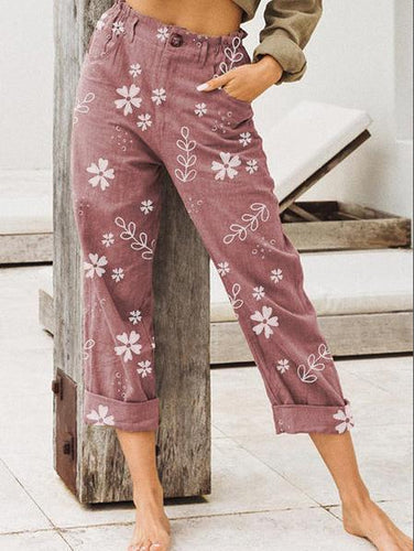 Damen lässige Blumenmuster Hose Drune