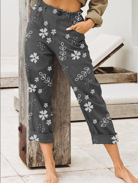 Damen lässige Blumenmuster Hose Drune