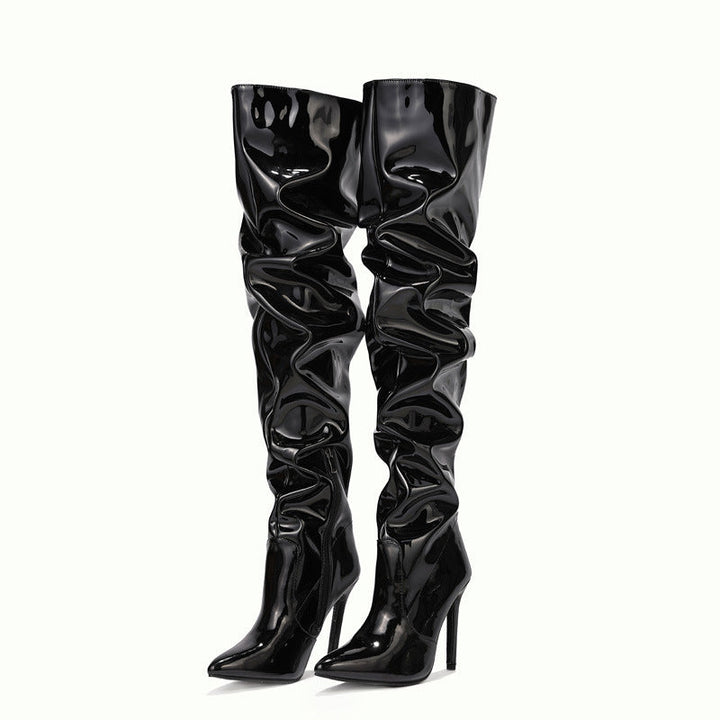 Drune | Kniehohe Lange Stiefel für Frauen mit Super Hohem Absatz für Partys