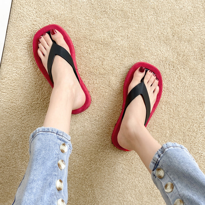 Damen moderne Flip-Flops mit bequemem Plateau Drune