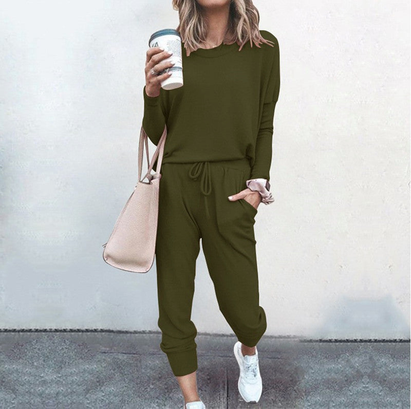 Damen lässiger Jumpsuit aus weichfließendem Material mit praktischen Taschen und Rippstrickdetails Drune