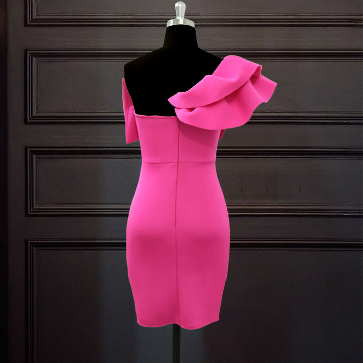 Damen eng anliegendes Kleid mit voluminösem Schleifenakzent Drune