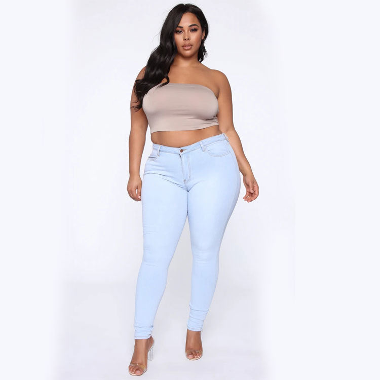 Damen High-Waist-Stretch-Skinny-Jeans für Curvy-Figuren Drune