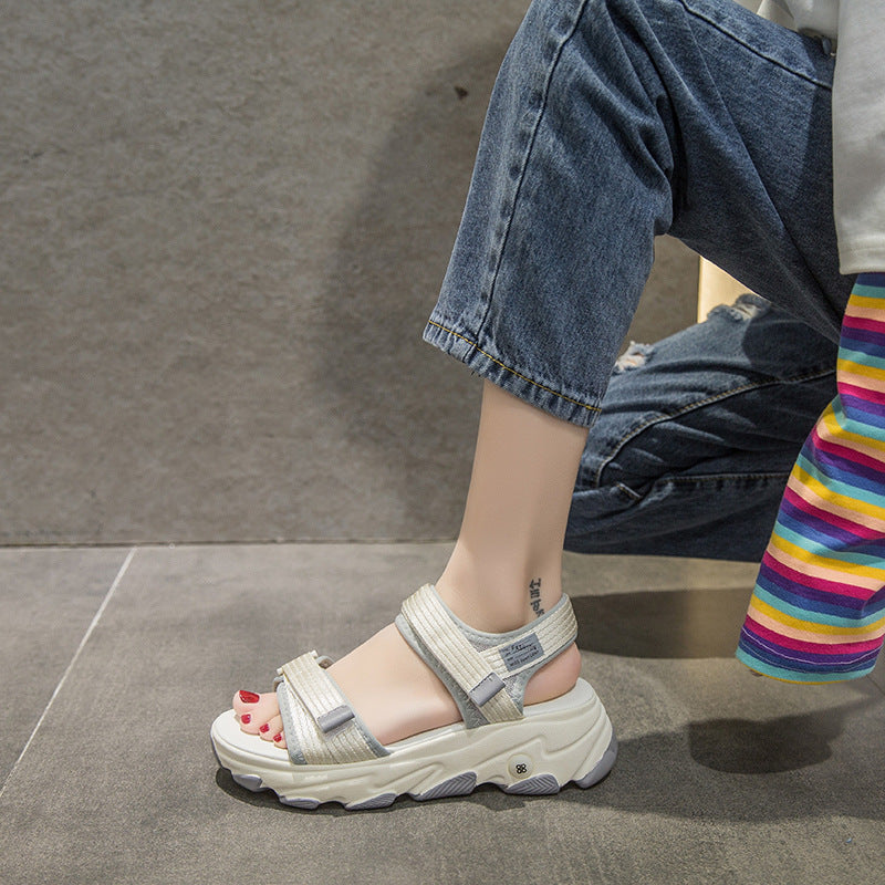 Damen Sportliche Sandalen mit verstellbaren Riemen und dämpfender Sohle Drune