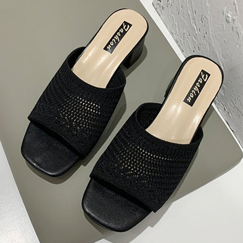 Damen Wedge-Pantoletten mit stilvollem Netzdesign und komfortablem Blockabsatz Drune