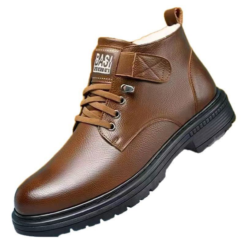 Gefütterte Herren-Winterstiefel, rutschfest, Kunstleder