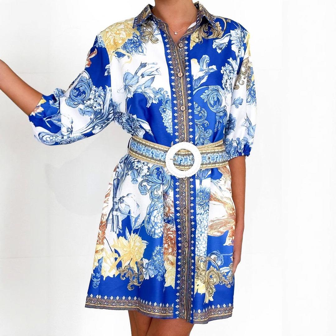 Damen Elegantes Maxikleid mit floralem Design und geschlitztem Saum Drune