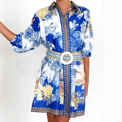 Damen Elegantes Maxikleid mit floralem Design und geschlitztem Saum Drune