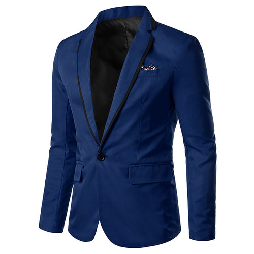 Herren nan einreihiges Abend-Sakko mit kontrastpaspel, Schalkragen-Optik und tailliertem Slim-Fit Drune