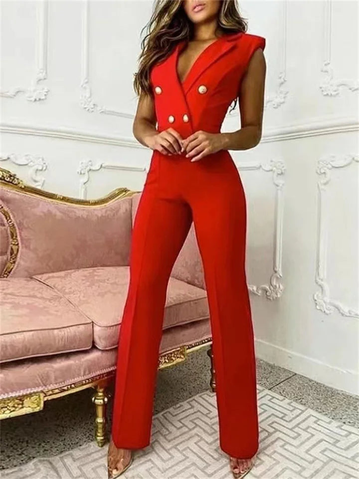Drune | Jumpsuit mit V-Ausschnitt und Hahnentrittmuster