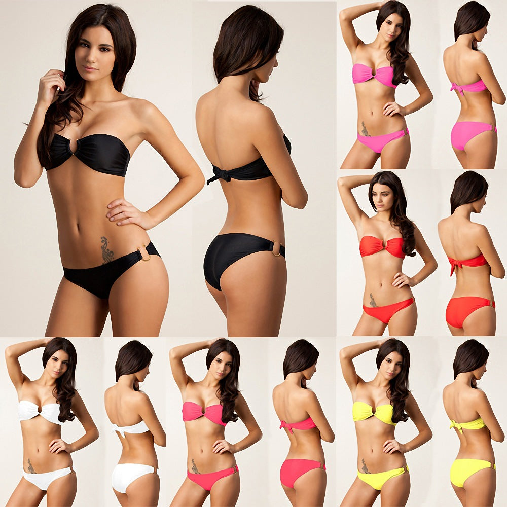 Damen Bandeau-Bikini mit dekorativem Ring Drune