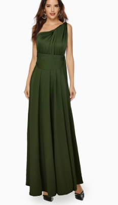 Damen Maxikleid mit asymmetrischem Ausschnitt und seitlichem Schlitz Drune