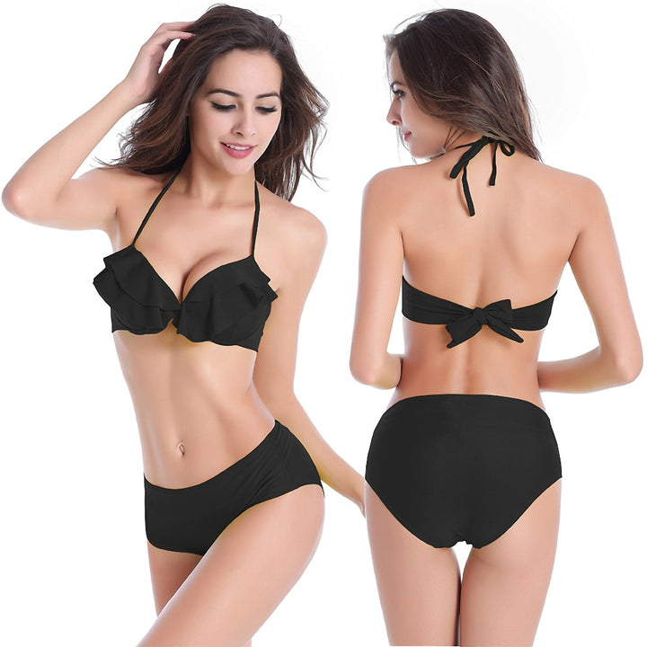 Damen Rüschen-Bikini-Set mit hochgeschnittenem Höschen Drune