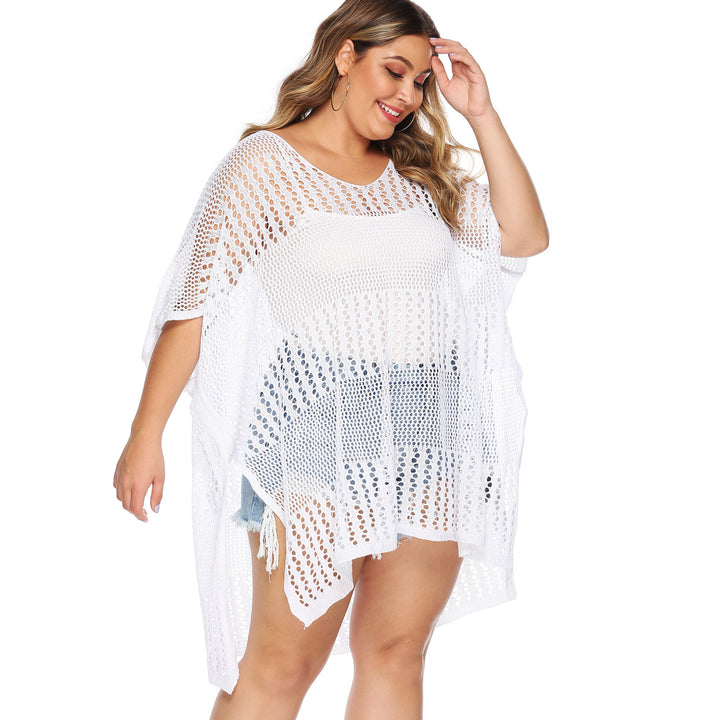 Damen lässiger Häkel-Strandüberwurf mit asymmetrischem Schnitt Drune