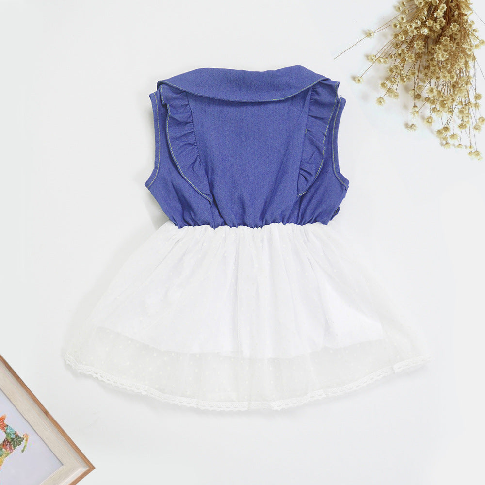 Damen Kleid mit klassischem Kragen und transparentem Tüllrock Drune
