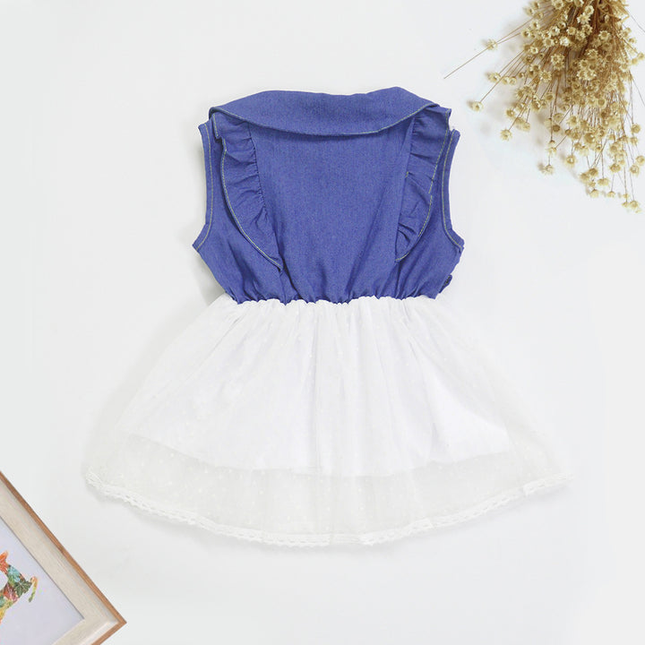 Damen Kleid mit klassischem Kragen und transparentem Tüllrock Drune