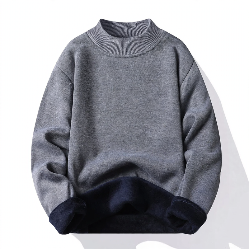 Herren-Pullover mit Stehkragen, gefüttert, locker