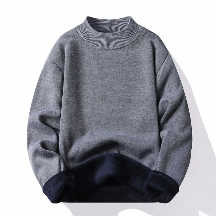 Herren-Pullover mit Stehkragen, gefüttert, locker