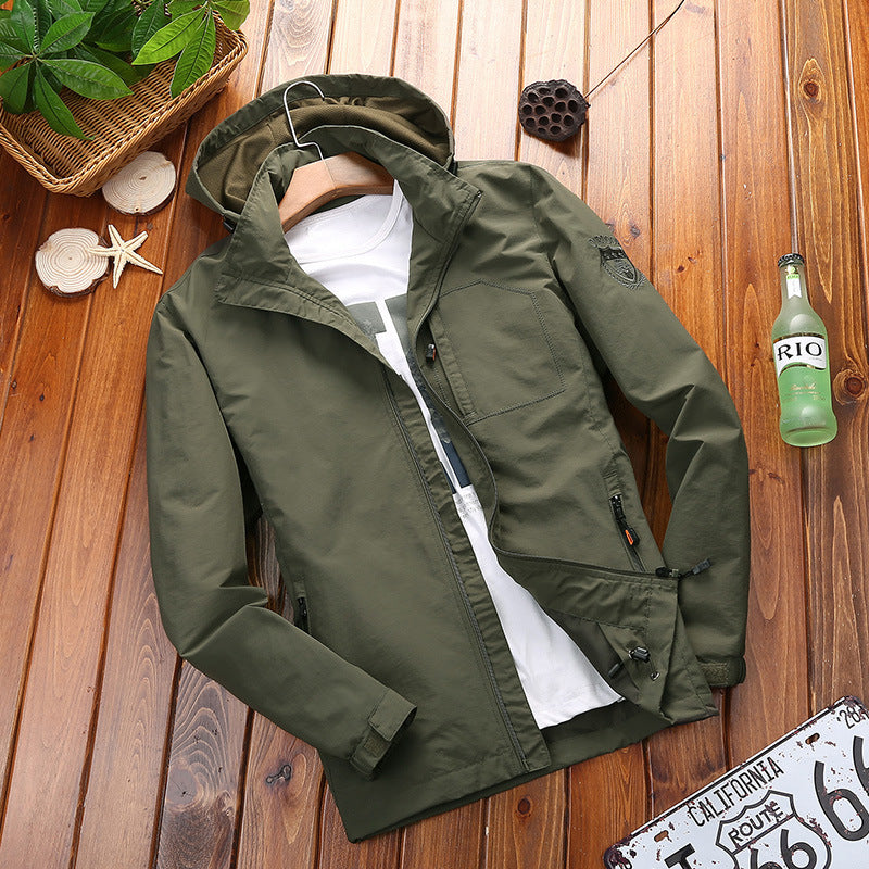 Herren Leichte Sommerjacke mit abnehmbarer Kapuze Drune