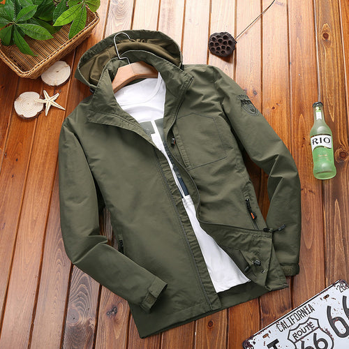 Herren Leichte Sommerjacke mit abnehmbarer Kapuze Drune