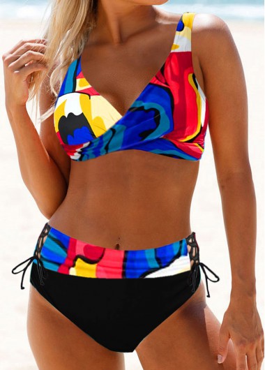 Damen Sportliches Bikini-Set mit verstellbaren Trägern und modischem Farbdesign Drune