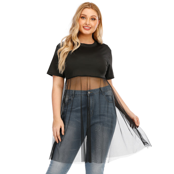 Damen modisches Mesh-Top mit integriertem Rock Drune