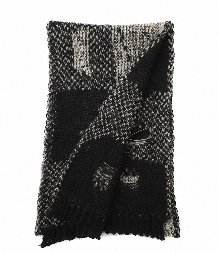 Karierter Strickschal im Used-Look, 165 cm