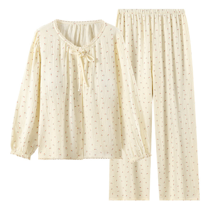 Damen-Pyjama aus Baumwoll-Krepp mit integrierten Brustpolstern
