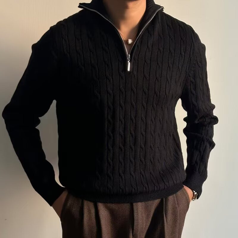 Moderner Herren-Strickpullover mit Reißverschluss