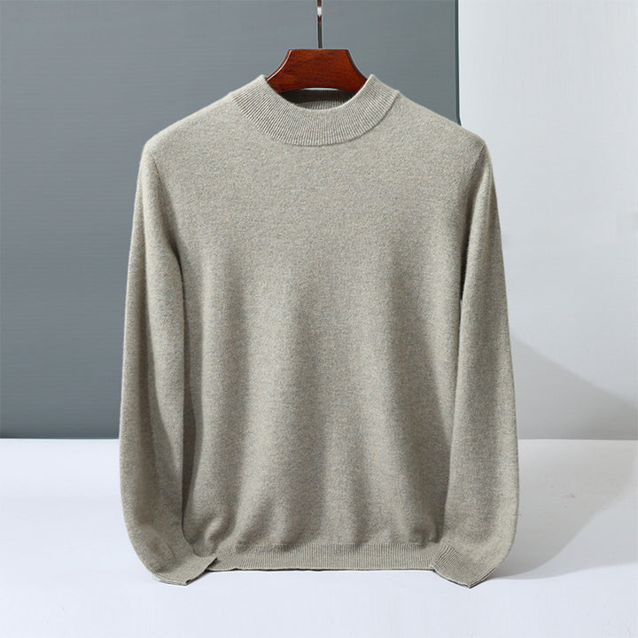 Herren-Kaschmirpullover, Stehkragen, einfarbig