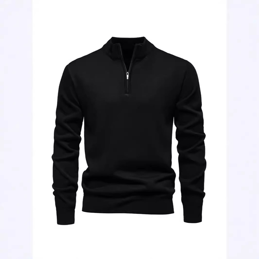 Schlanker Strickpullover mit Stehkragen und Reißverschluss
