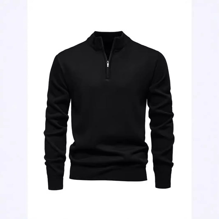 Schlanker Strickpullover mit Stehkragen und Reißverschluss