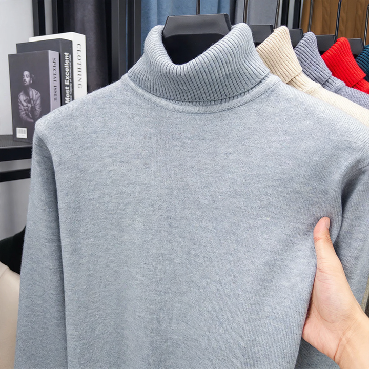 Herren-Rollkragenpullover aus reiner Wolle