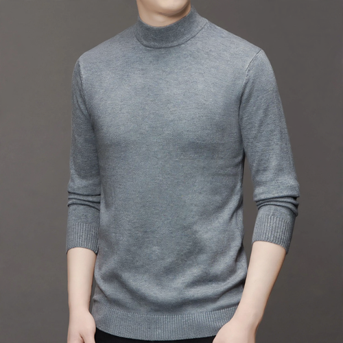 Herren-Strickpullover, Stehkragen, schmale Passform