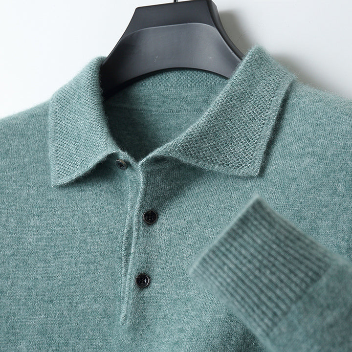 Herren Pullover, Polo-Kragen, Wolle-Kaschmir, Business