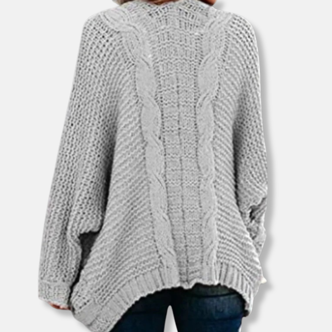 Drune | Woll Übergroßer Cardigan - Gerippter Offener Fronttaschen Cardigan