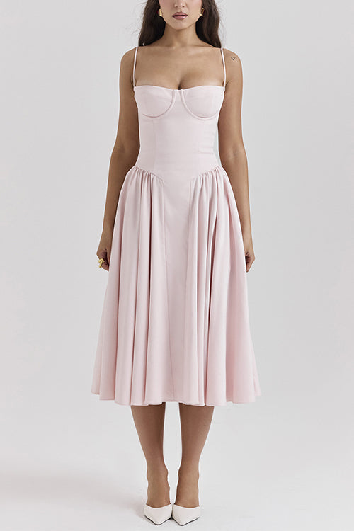 Drune | Rosiedress Spaghetti-Träger Pocketed Korsett Swing Midi Kleid