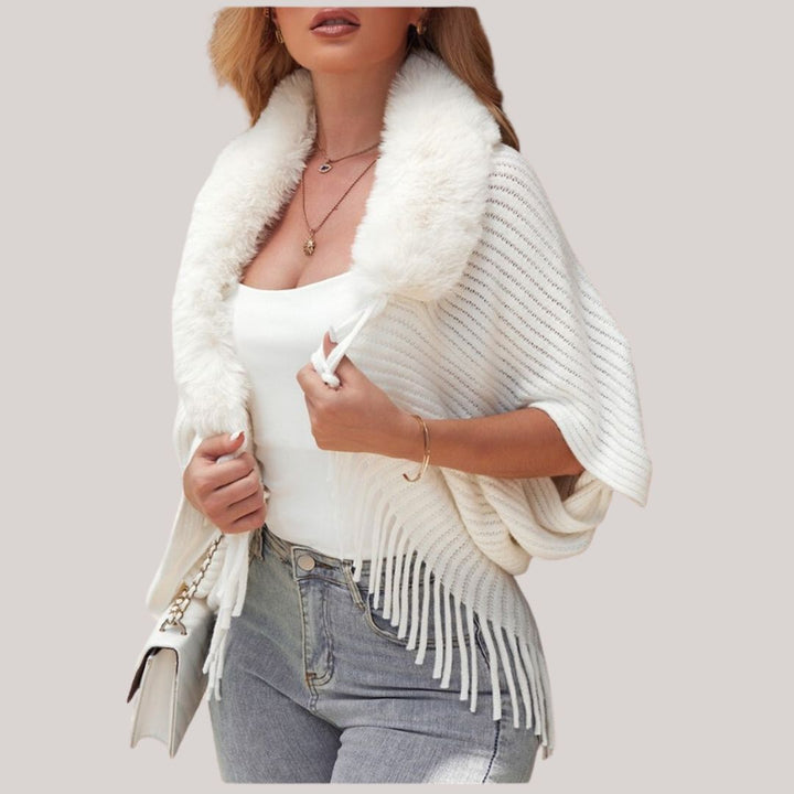 Drune | Kragen Schal Poncho Strickjacke